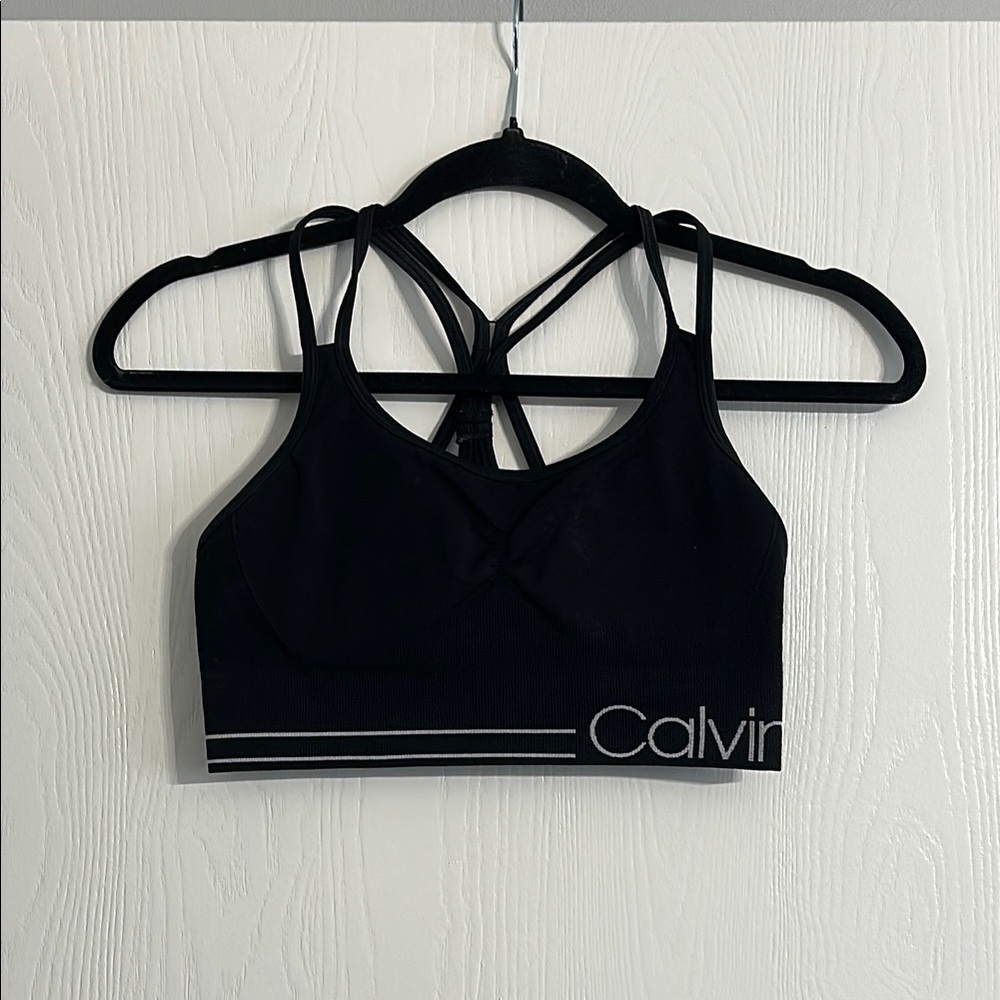 Calvin Klein Black Sports Bra with Racerback Design